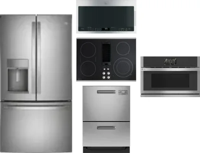 5 Piece Package Includes Refrigerator, Cooktop, Wall Oven, Microwave And Dishwasher